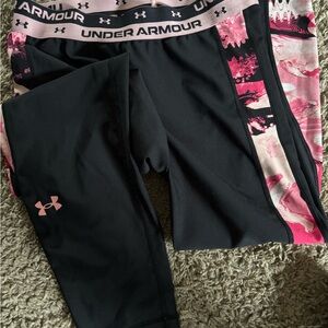 Under Armour Kids' Black and Pink Patterned Leggings